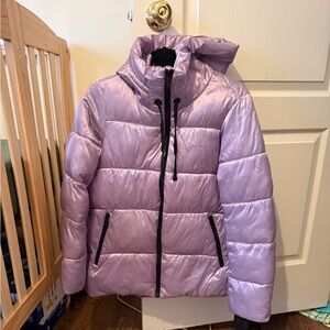 Sam Edelman Shimmer Lilac Hooded Puffer Jacket